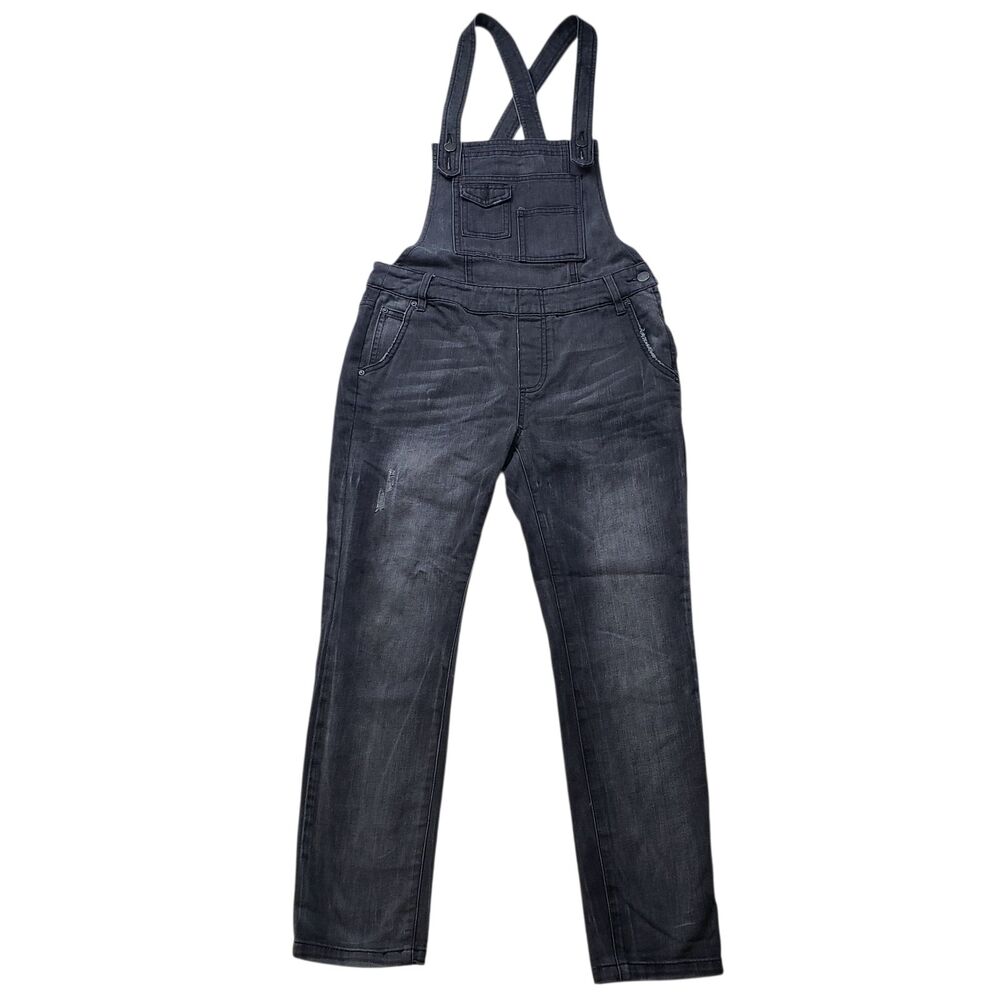 Free People Jumpsuit Overalls Womens 26  Black Gray Denim Coveralls Straight Leg - Picture 2 of 8